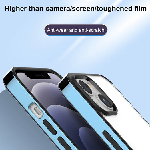 Luxury Transparent Electroplated Square Clear Back Bumper Case For iPhone 14