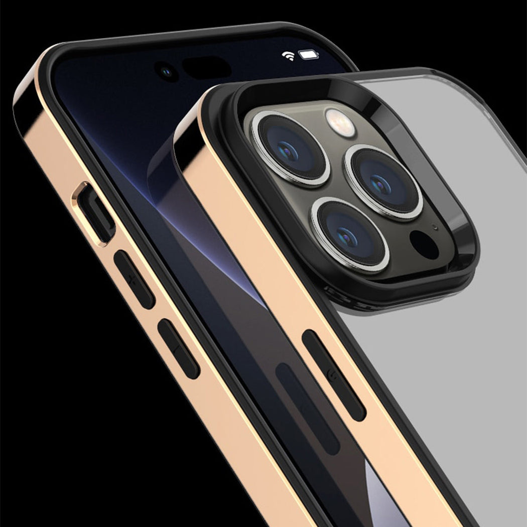 Luxury Transparent Electroplated Square Clear Back Bumper Case For iPhone 14 Pro