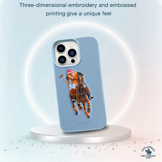 Santa Barbara Special Polo Jockey Series Genuine Leather Sierra Blue Case For iPhone 13