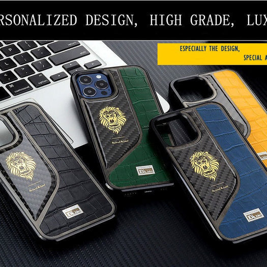 Belbin Genuine Leather Carbon Fiber Case For iPhone 13