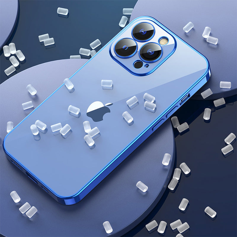 Luxury Square Silicon Clear Back Case With Camera Protection For iPhone Series - Premium Cases