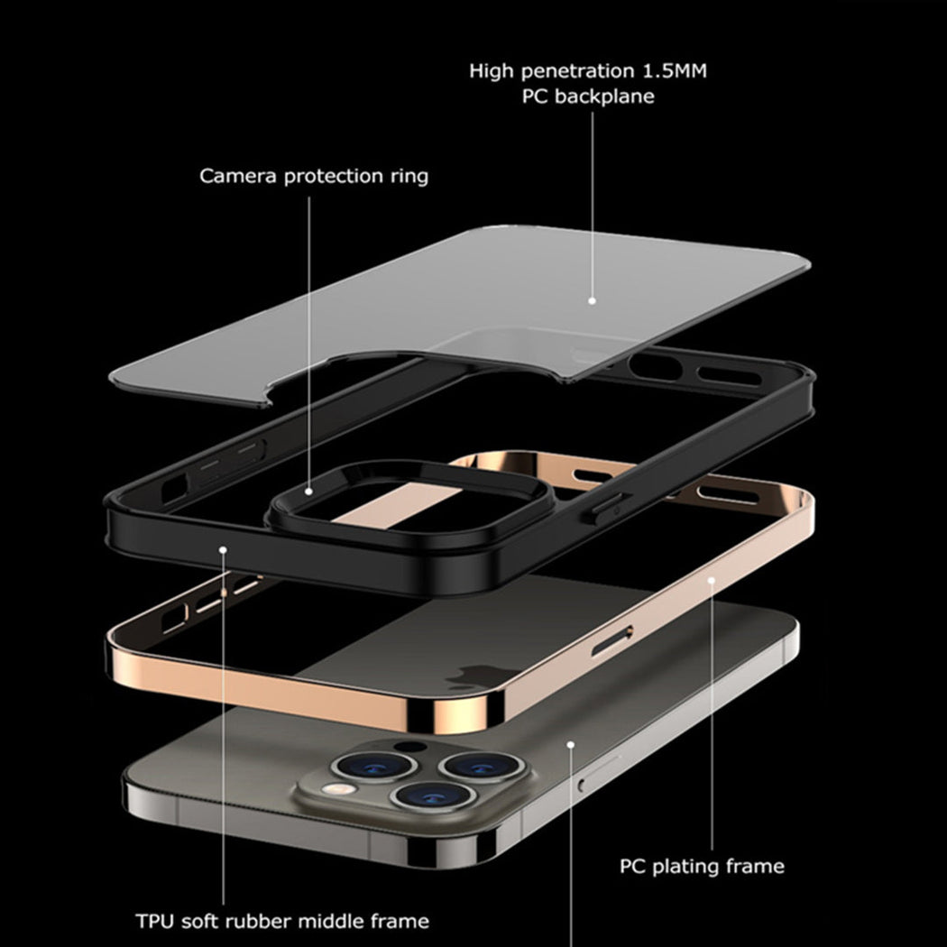 Luxury Transparent Electroplated Square Clear Back Bumper Case For iPhone 14 Pro