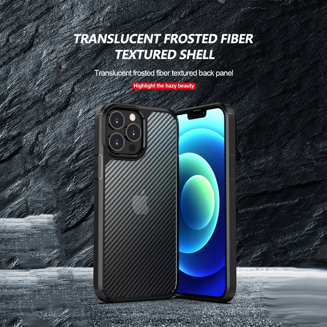 Luxury Carbon Fiber Transparent  Shockproof Armor Case for iPhone 13 Pro - Premium Cases