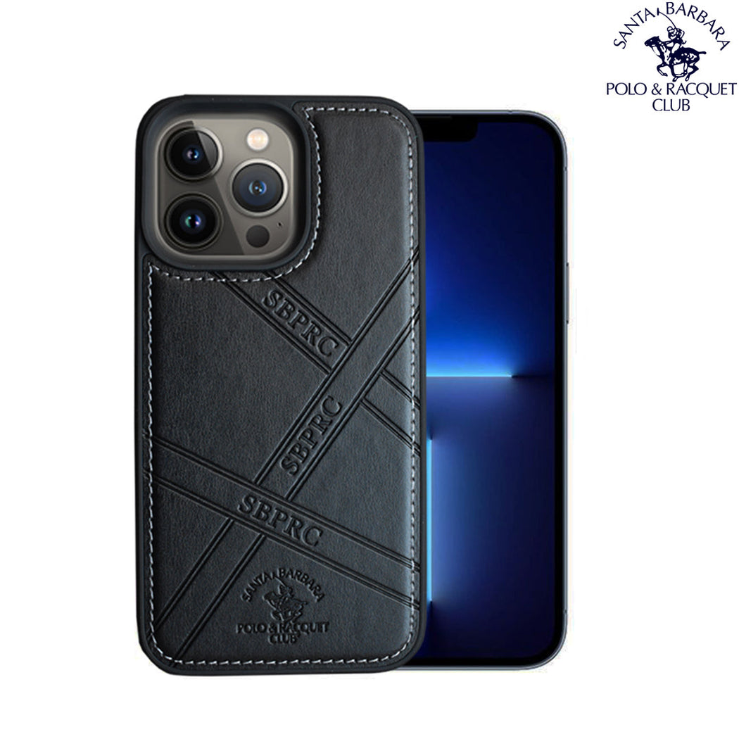 Santa Barbara Special Impression Series Genuine Black Leather Case For iPhone 13 Pro Max