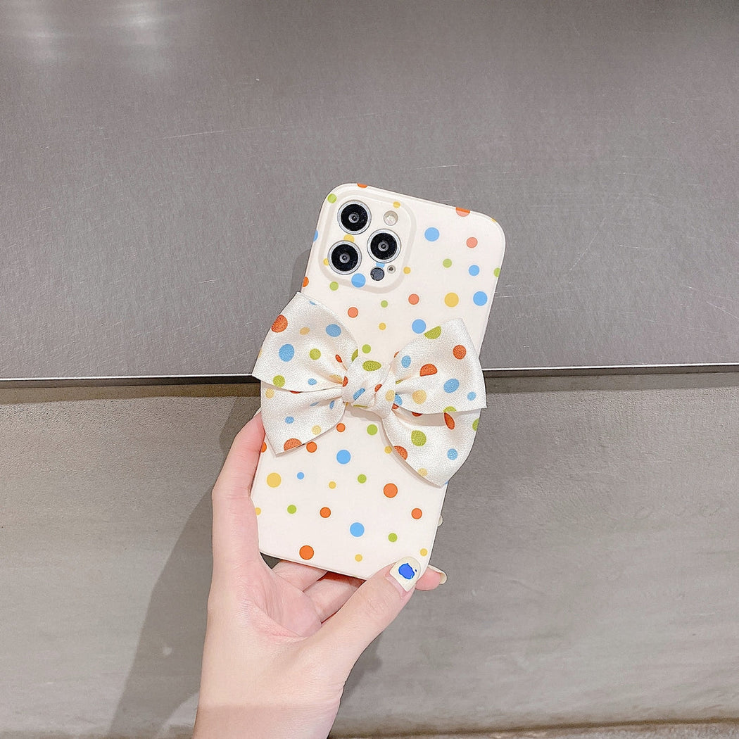 Premium Colorful Polka Dots Bow Back Case for Apple iPhone 13 Pro Max