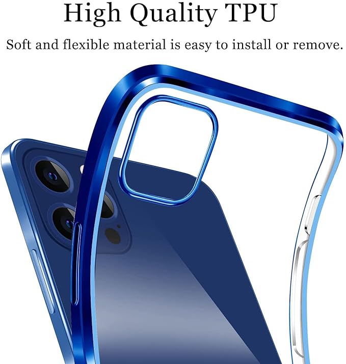 Premium Glossy Look Square Silicon Clear Black Case For iPhone