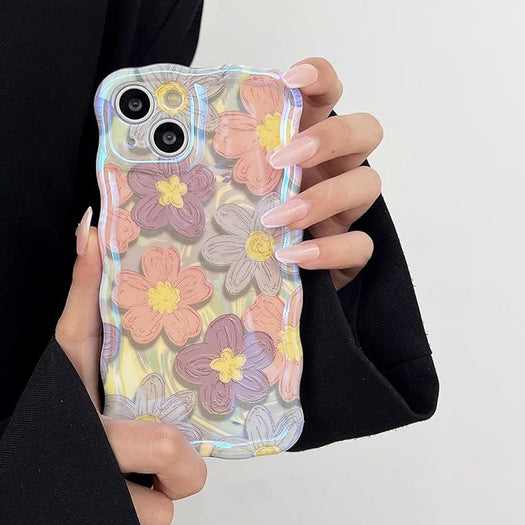 Floral Wavy Shape Back Case For Apple iPhone