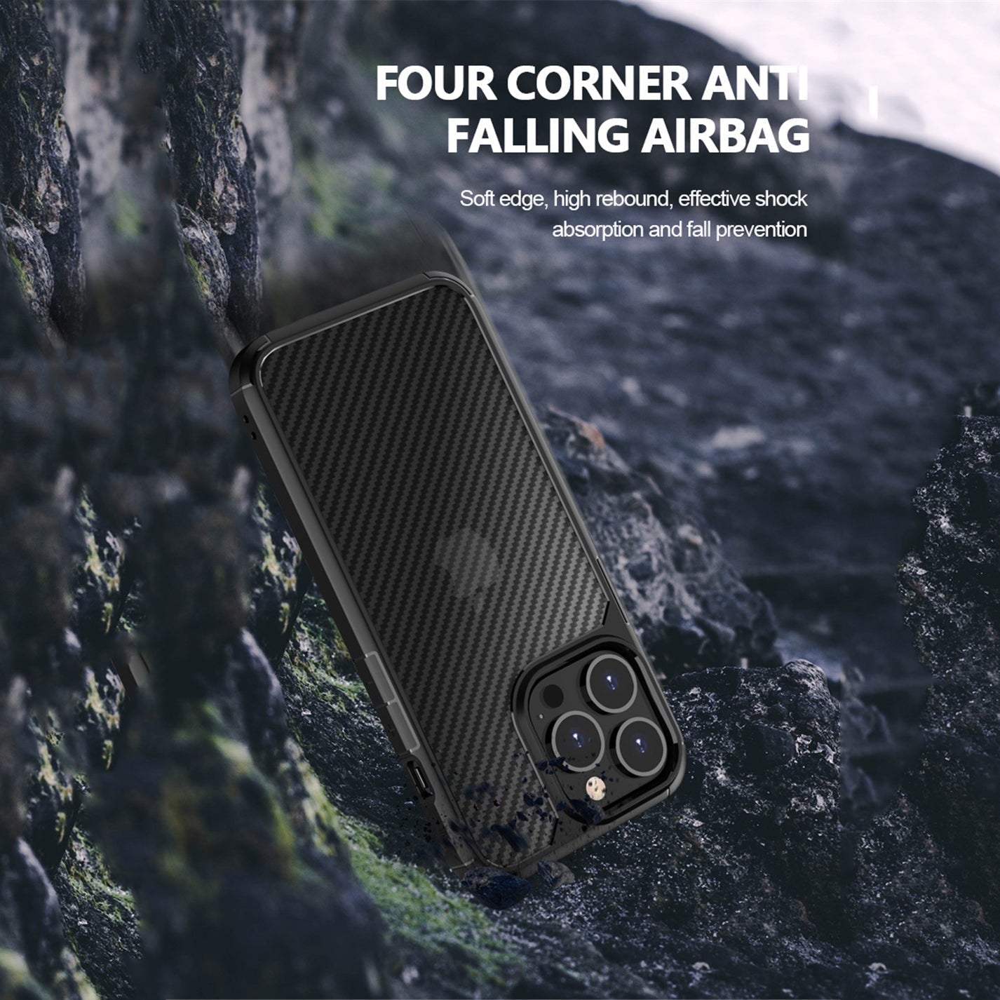 Luxury Carbon Fiber Transparent  Shockproof Armor Case for iPhone 13 Pro Max - Premium Cases