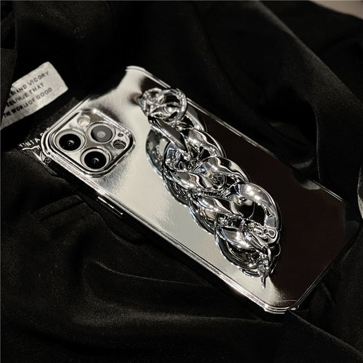 Luxury Electroplated Silicone Wrist Chain Back Case For iPhone 11