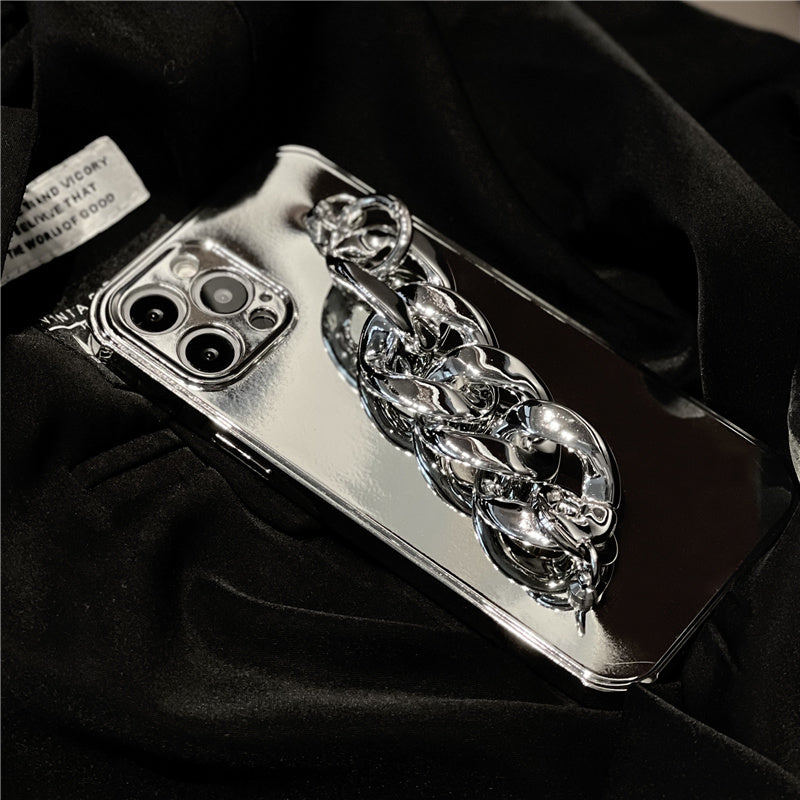 Luxury Electroplated Silicone Wrist Chain Back Case For iPhone 11