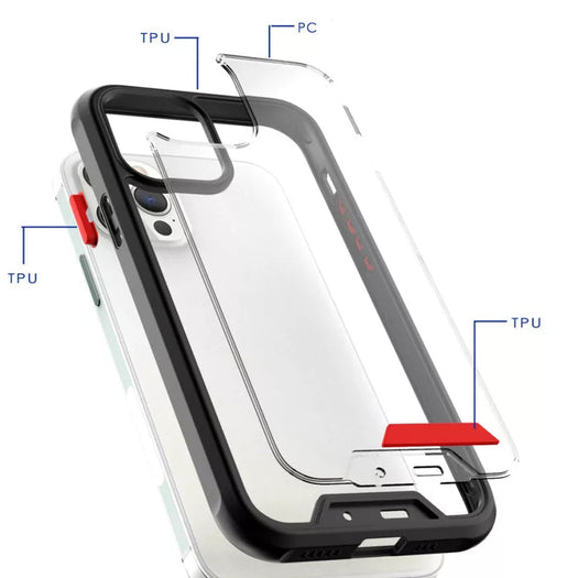 Anti-knock Shockproof Transparent Heavy Duty Bumper TPU + PC Back Case Cover for iPhone 13 - Premium Cases