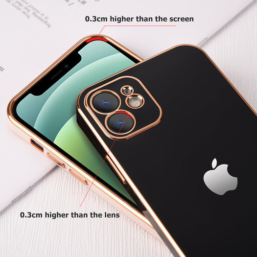 Luxurious Gold Edge Glass Back Case For iPhone 12