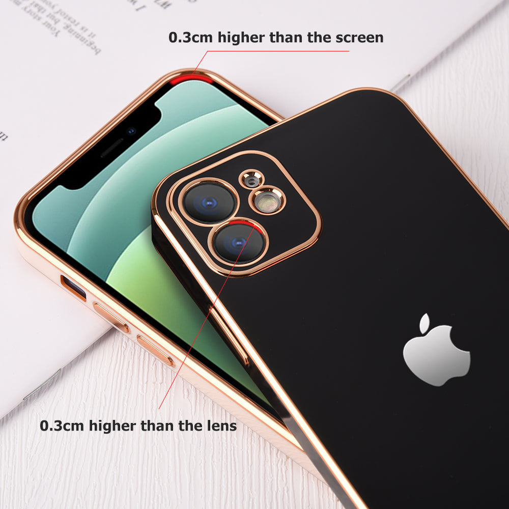 Luxurious Gold Edge Glass Back Case For iPhone 12
