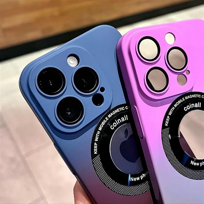 Luxury Gradient Design Camera Lens Protector Case With Magsafe for iPhone 15 Pro