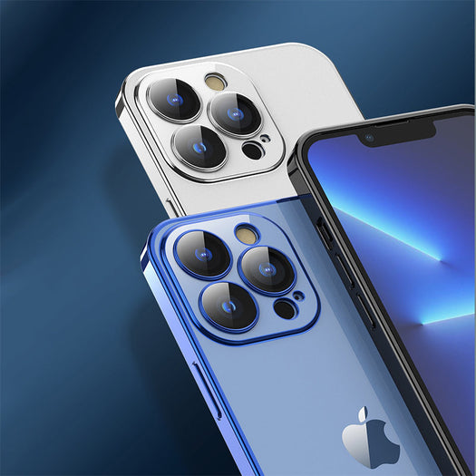 Luxury Square Silicon Clear Back Case With Camera Protection For iPhone Series - Premium Cases