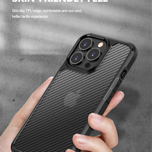 Luxury Carbon Fiber Transparent  Shockproof Armor Case for iPhone 13 Pro - Premium Cases