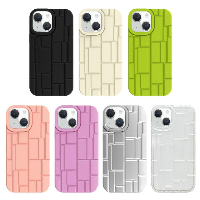 3D Silicone High Elastic line stripe design Case For iPhone 15