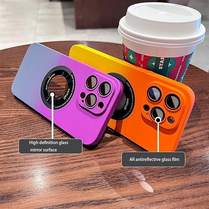 Luxury Gradient Design Camera Lens Protector Case With Magsafe for iPhone 15
