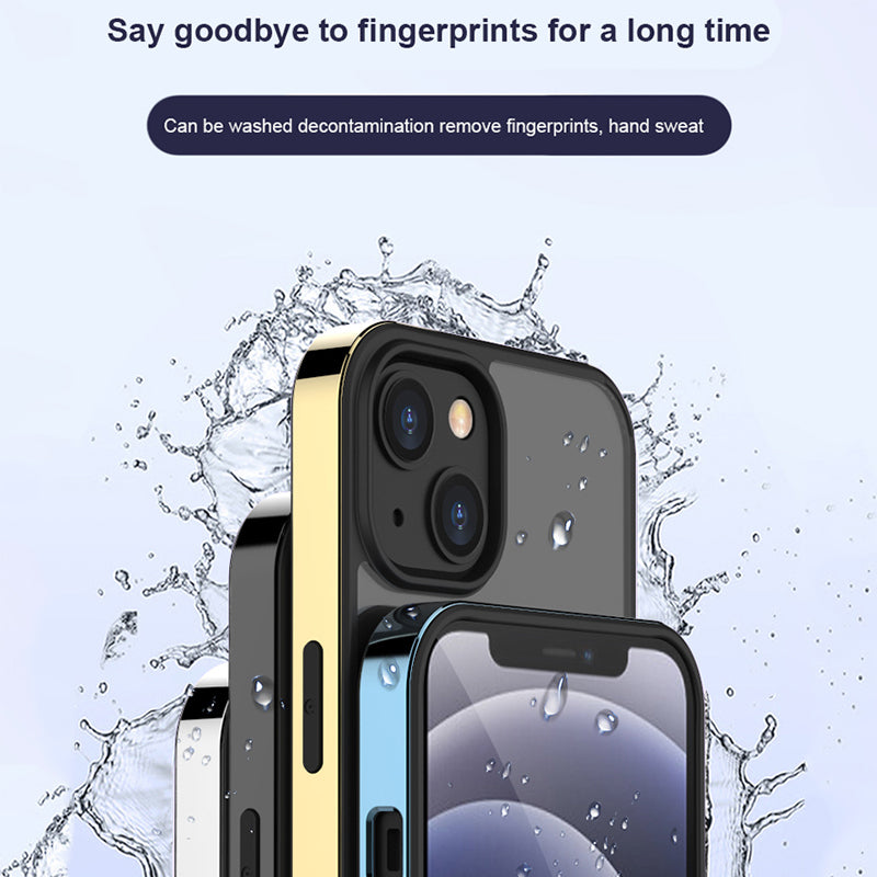 Luxury Transparent Electroplated Square Clear Back Bumper Case For iPhone 14 Plus