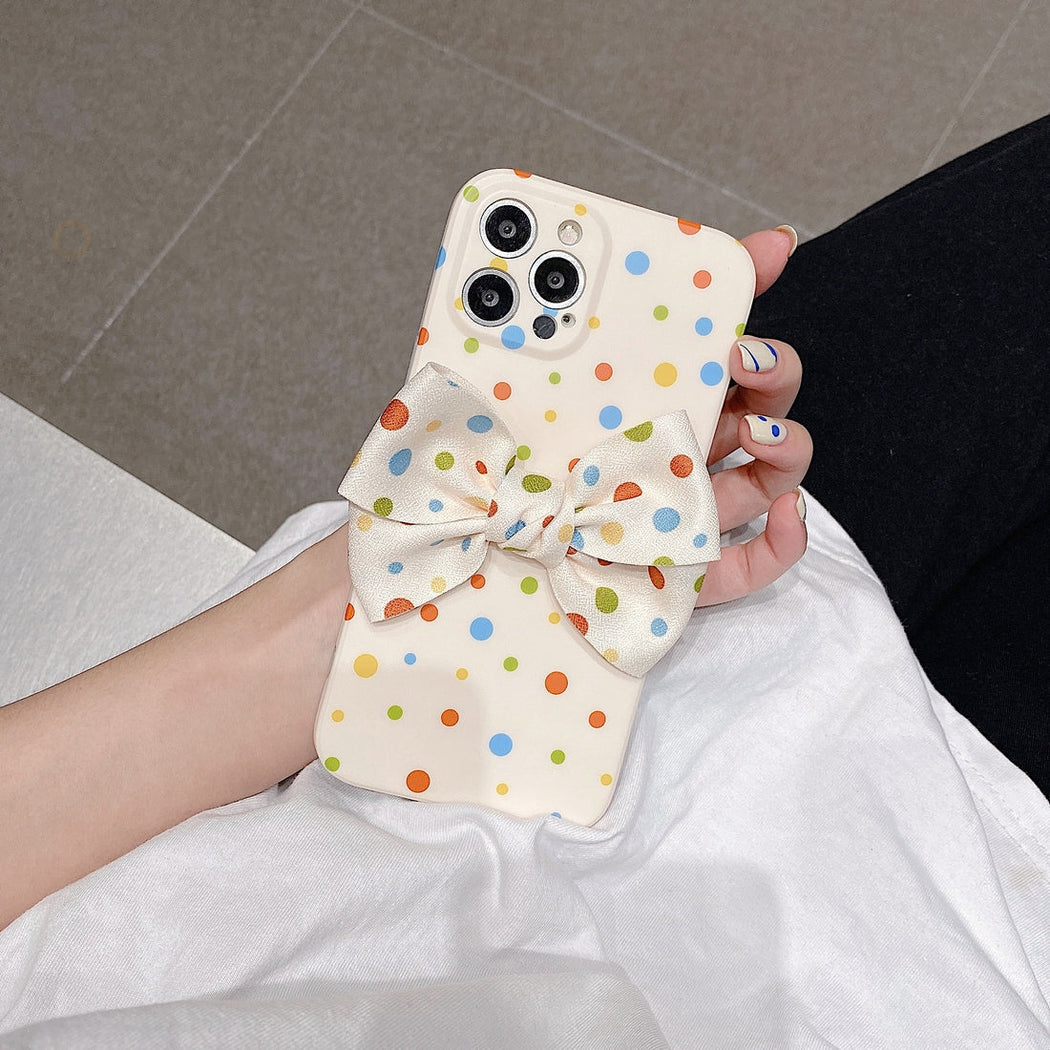 Premium Colorful Polka Dots Bow Back Case for Apple iPhone 13 Pro