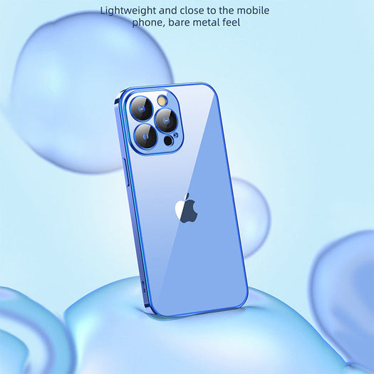 Luxury Square Silicon Clear Back Case With Camera Protection For iPhone Series - Premium Cases