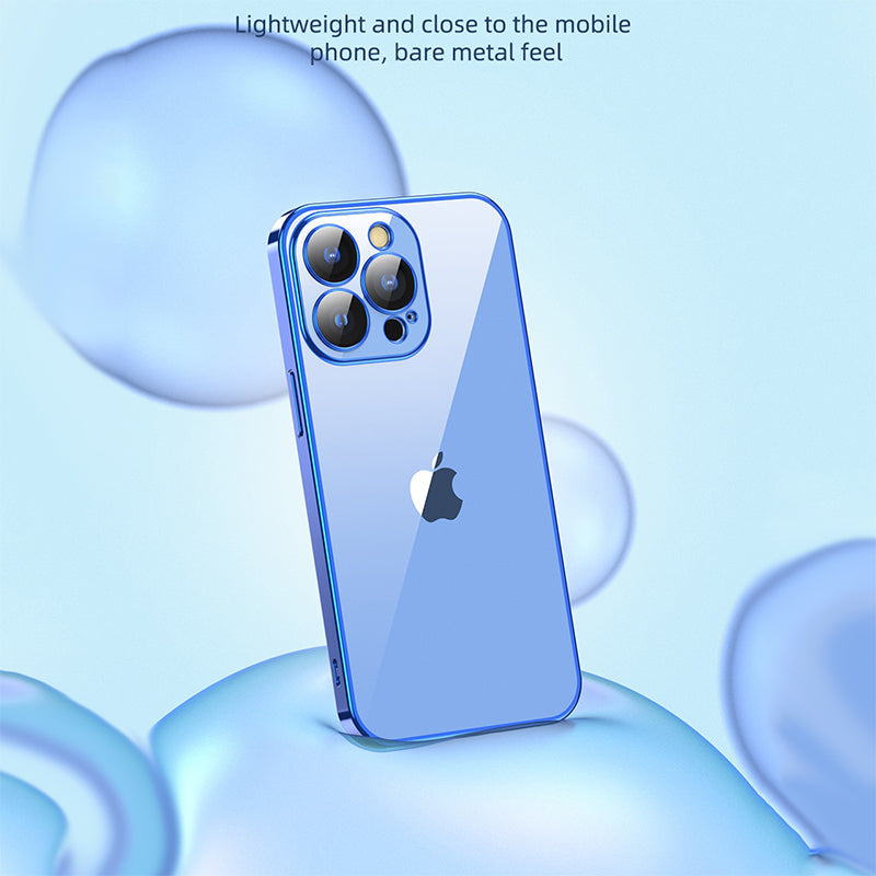 Luxury Square Silicon Clear Back Case With Camera Protection For iPhone Series - Premium Cases