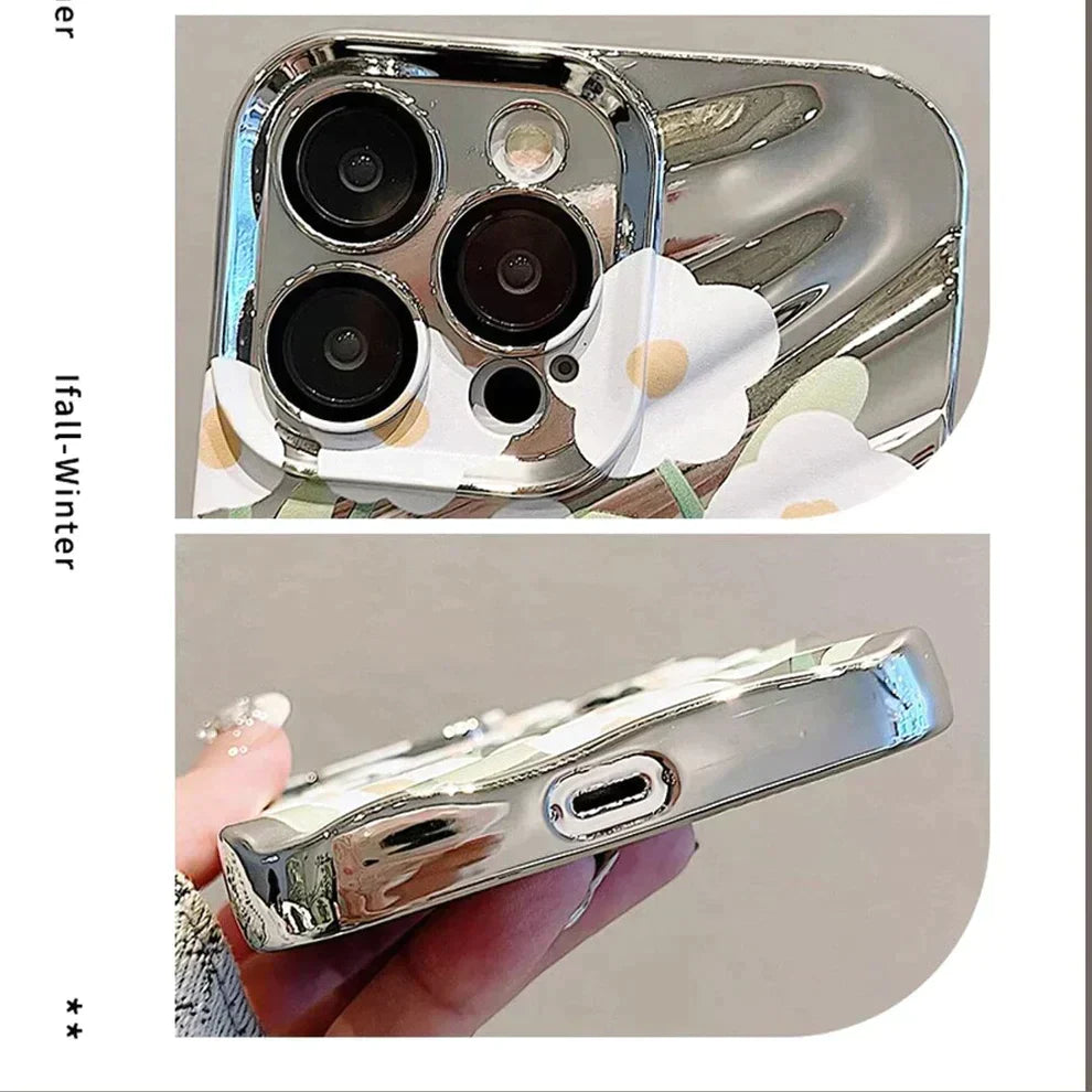 Floral Mirror Back Case For Apple iPhone 15