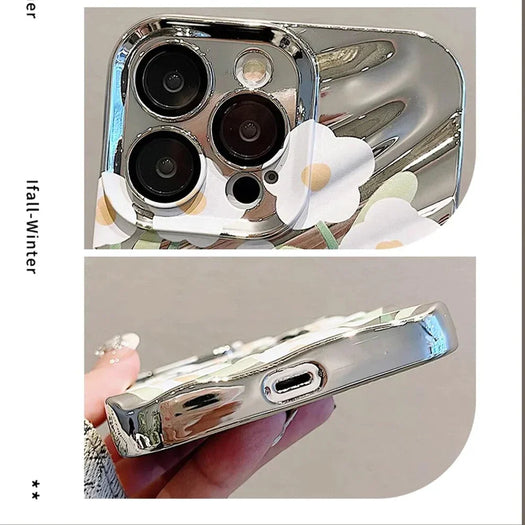 Floral Mirror Back Case For Apple iPhone