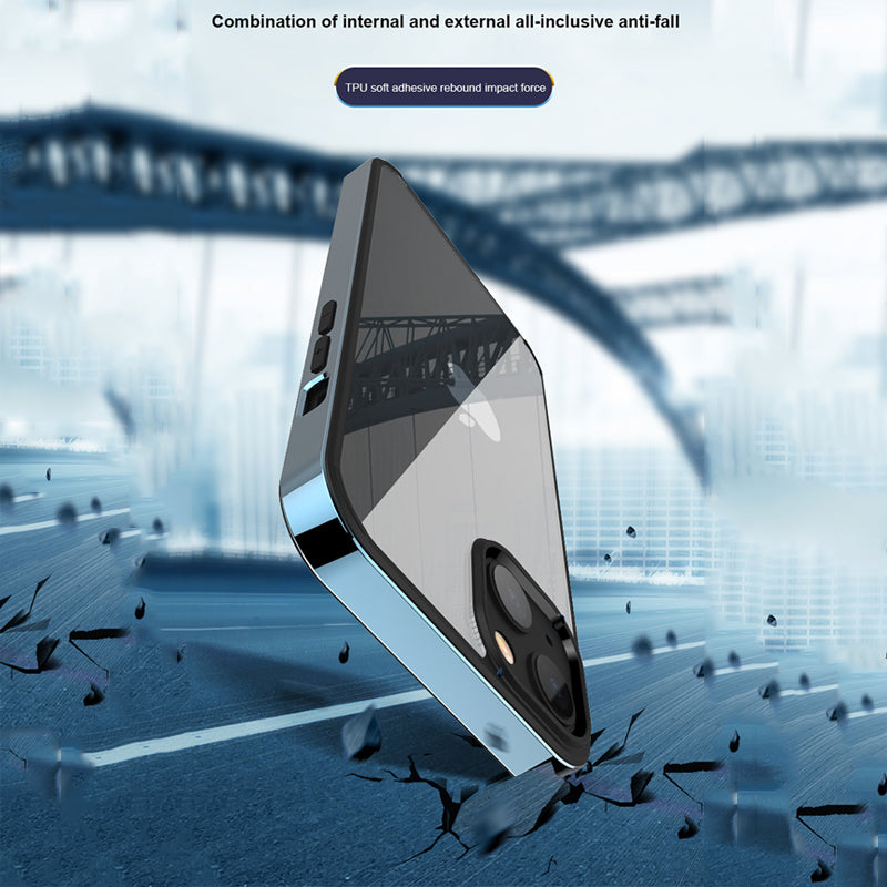 Luxury Transparent Electroplated Square Clear Back Bumper Case For iPhone 14 Plus