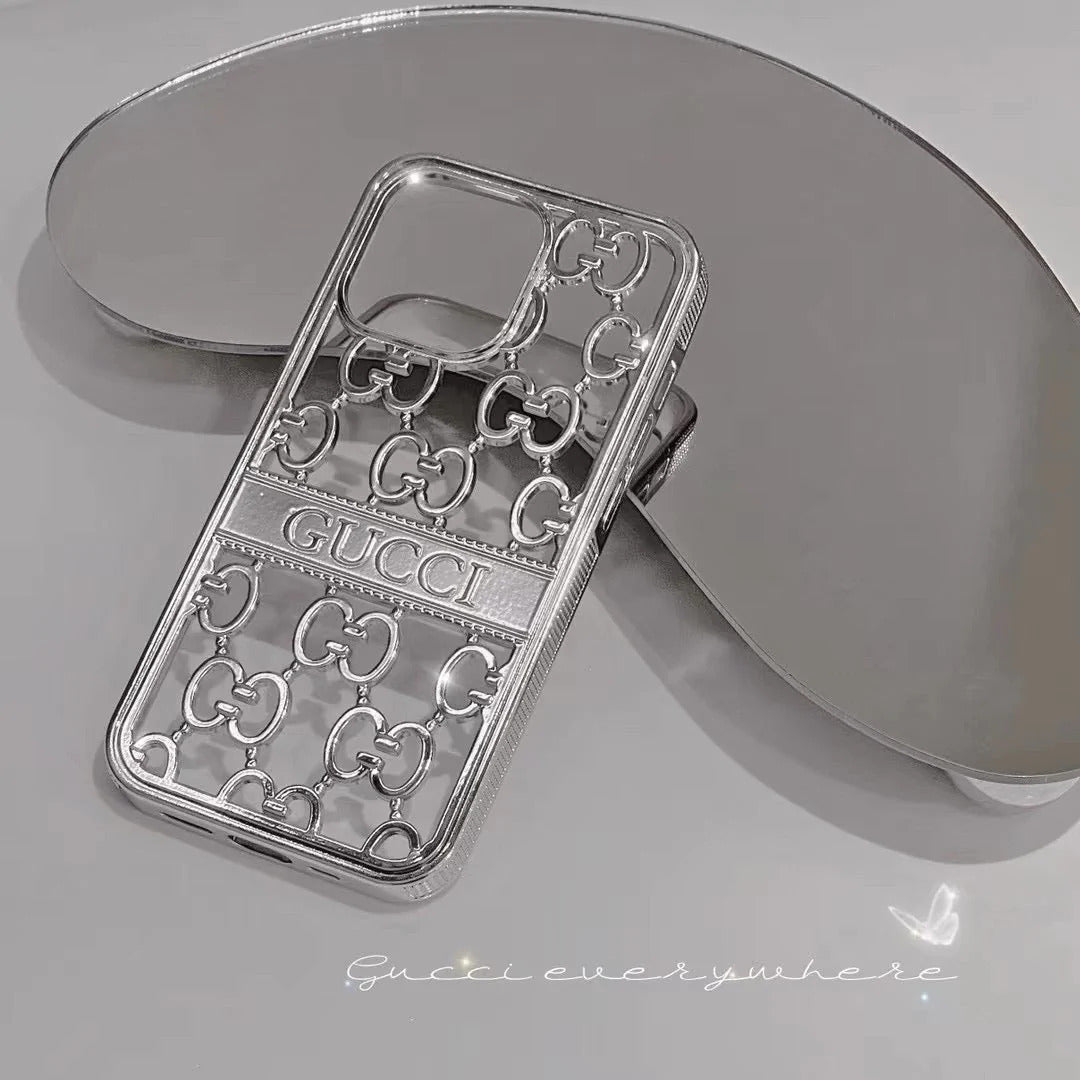 Premium Luxury Electroplated 3D Carved Plating Back Case Cover for iPhone 13