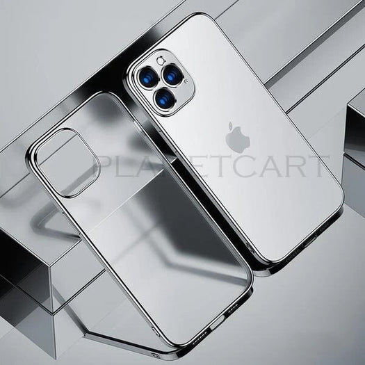 Luxury Square Frame Matte Plating Clear Phone Case For iPhone 12