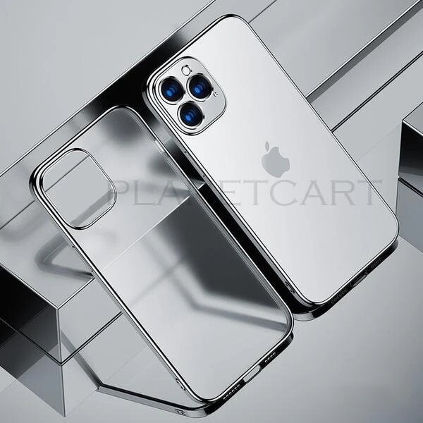 Luxury Square Frame Matte Plating Clear Phone Case For iPhone 12
