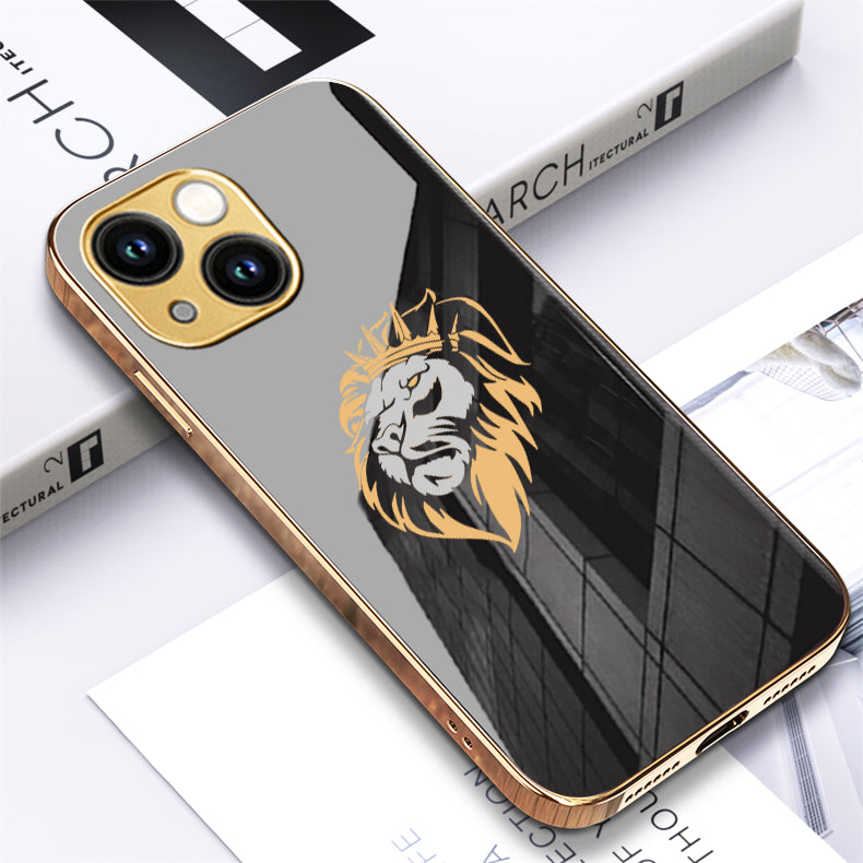 Luxury Premium Dual Shade Lion Back Case With Golden Edges For iPhone 14 Plus