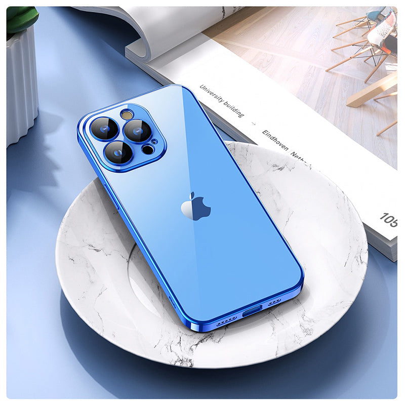 Luxury Square Silicon Clear Back Case With Camera Protection For iPhone Series - Premium Cases