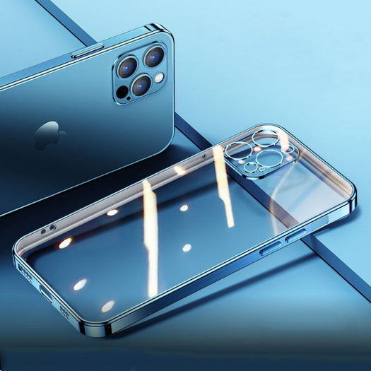 Luxury Square Silicon Clear Back Case With Camera Protection For iPhone 12 Pro - Premium Cases