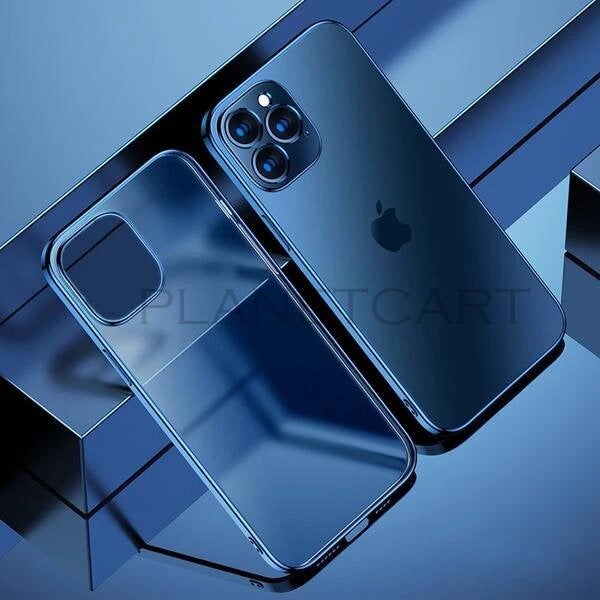 Luxury Square Frame Matte Plating Clear Phone Case For iPhone 12