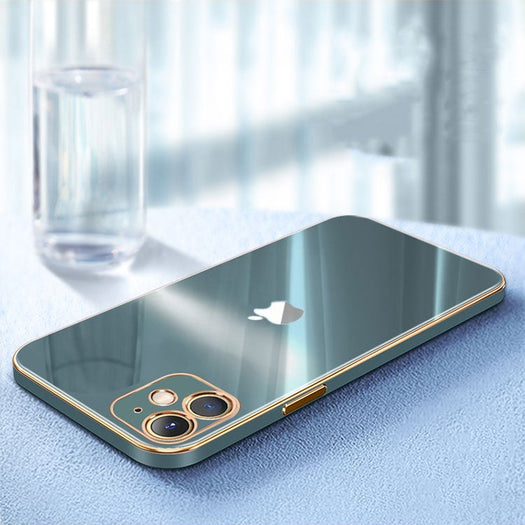 The Luxurious Glass Back Case With Golden Edges For iPhone 12