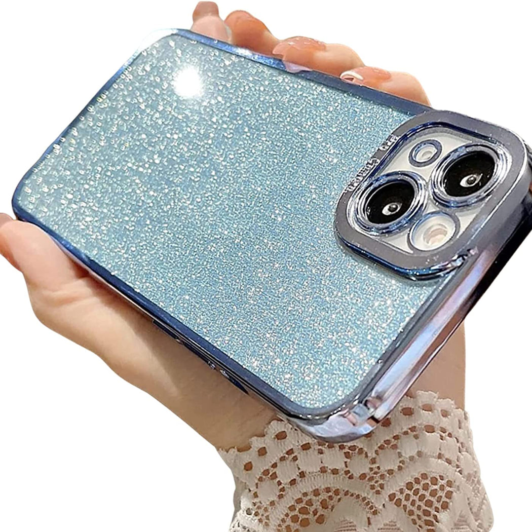 Luxury Glitter Transparent Square Bumper Back Case for iPhone 13