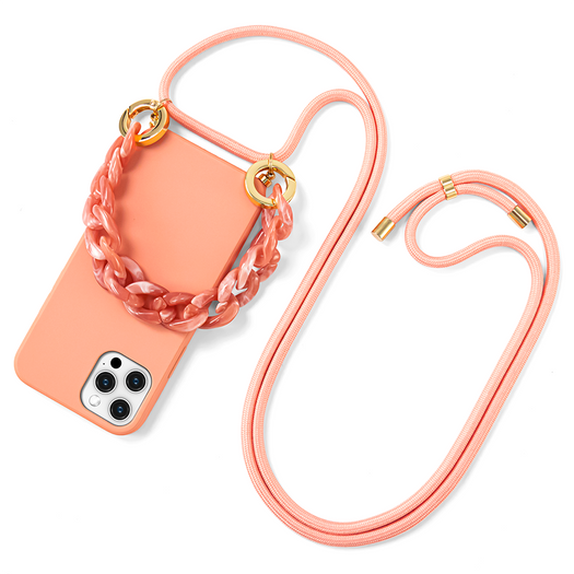 Premium Silicone Crossbody Detachable Straps Lanyard Girlish Case for Apple iPhone 12