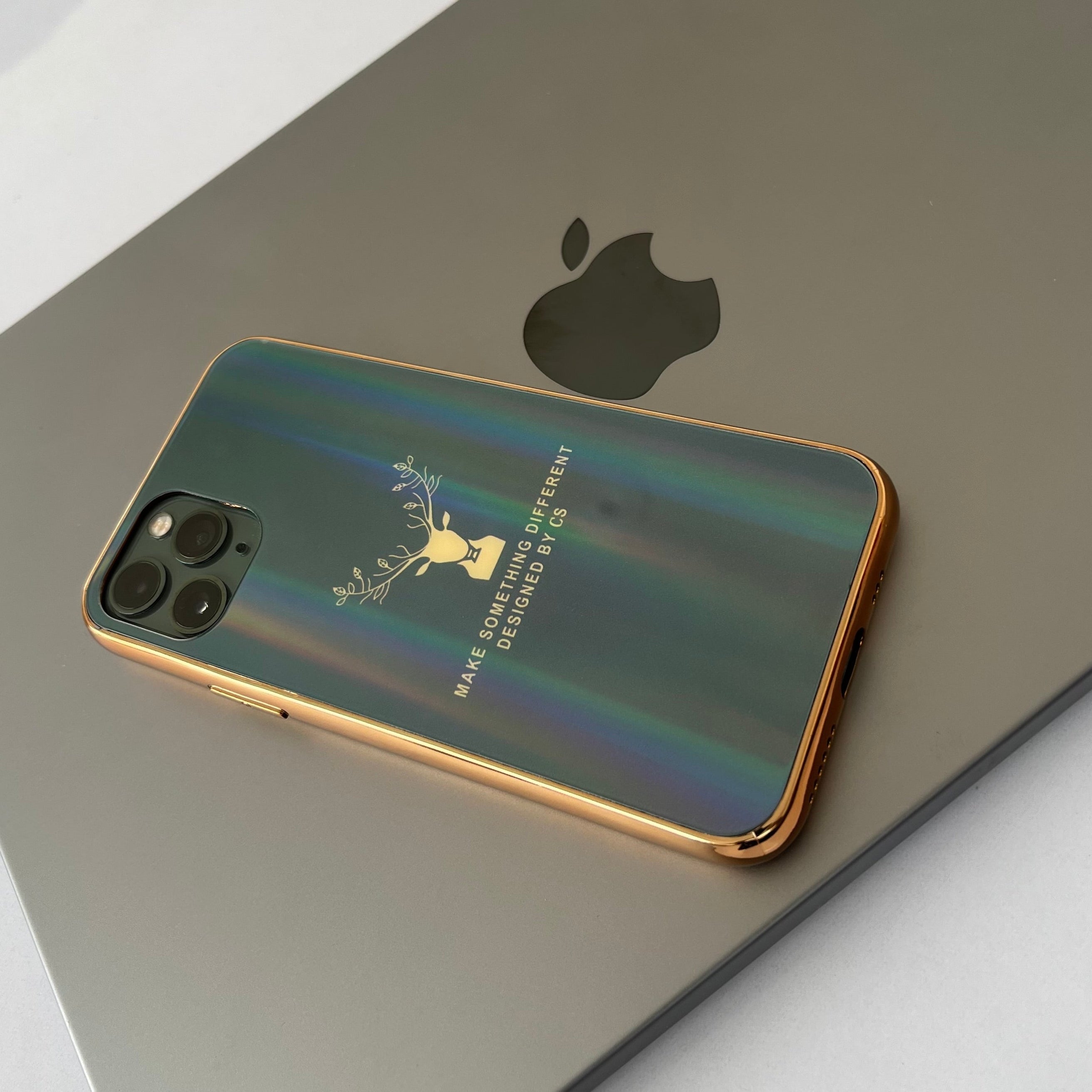 Gradient Deer Glass Back Case For iPhone 12