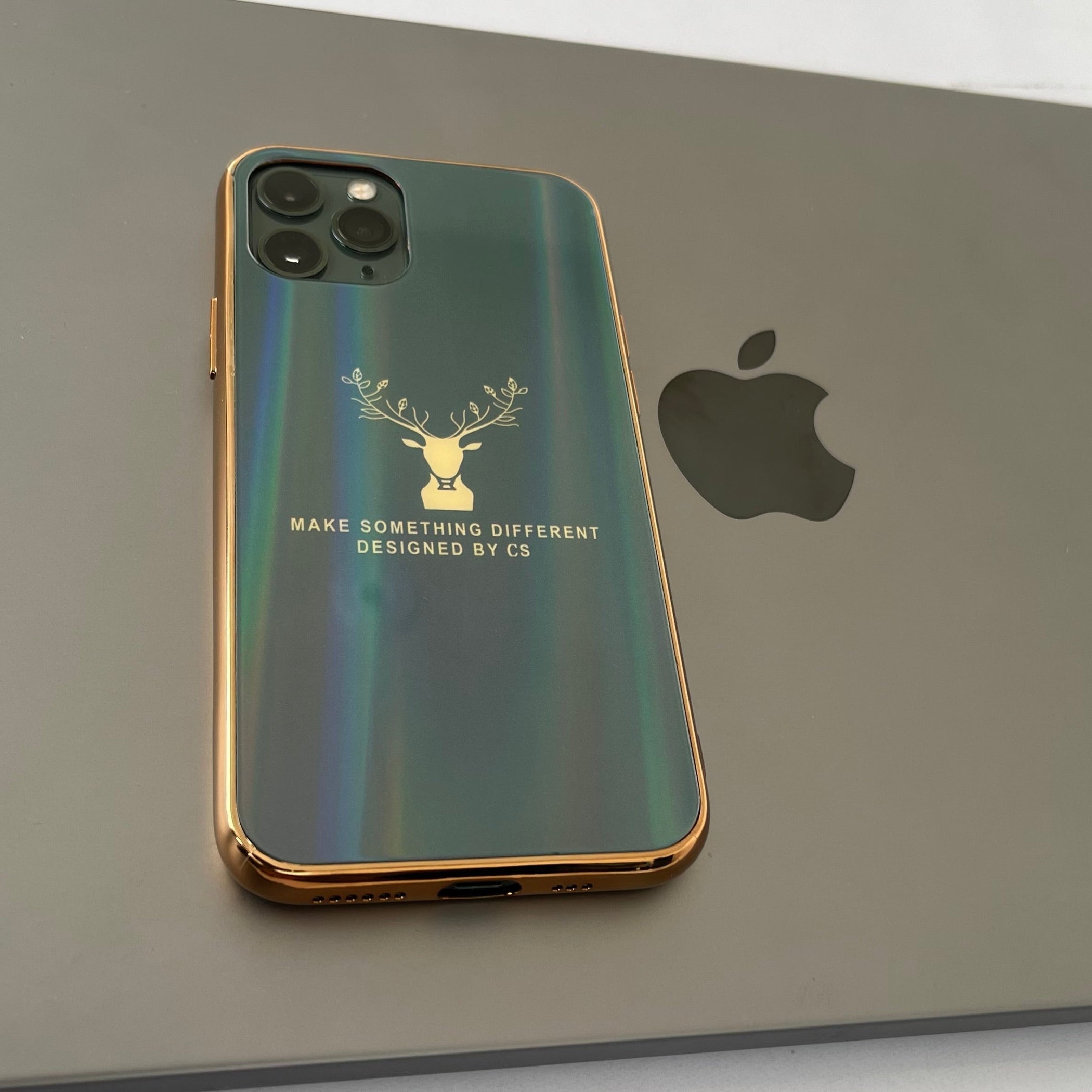 Gradient Deer Glass Back Case For iPhone 12