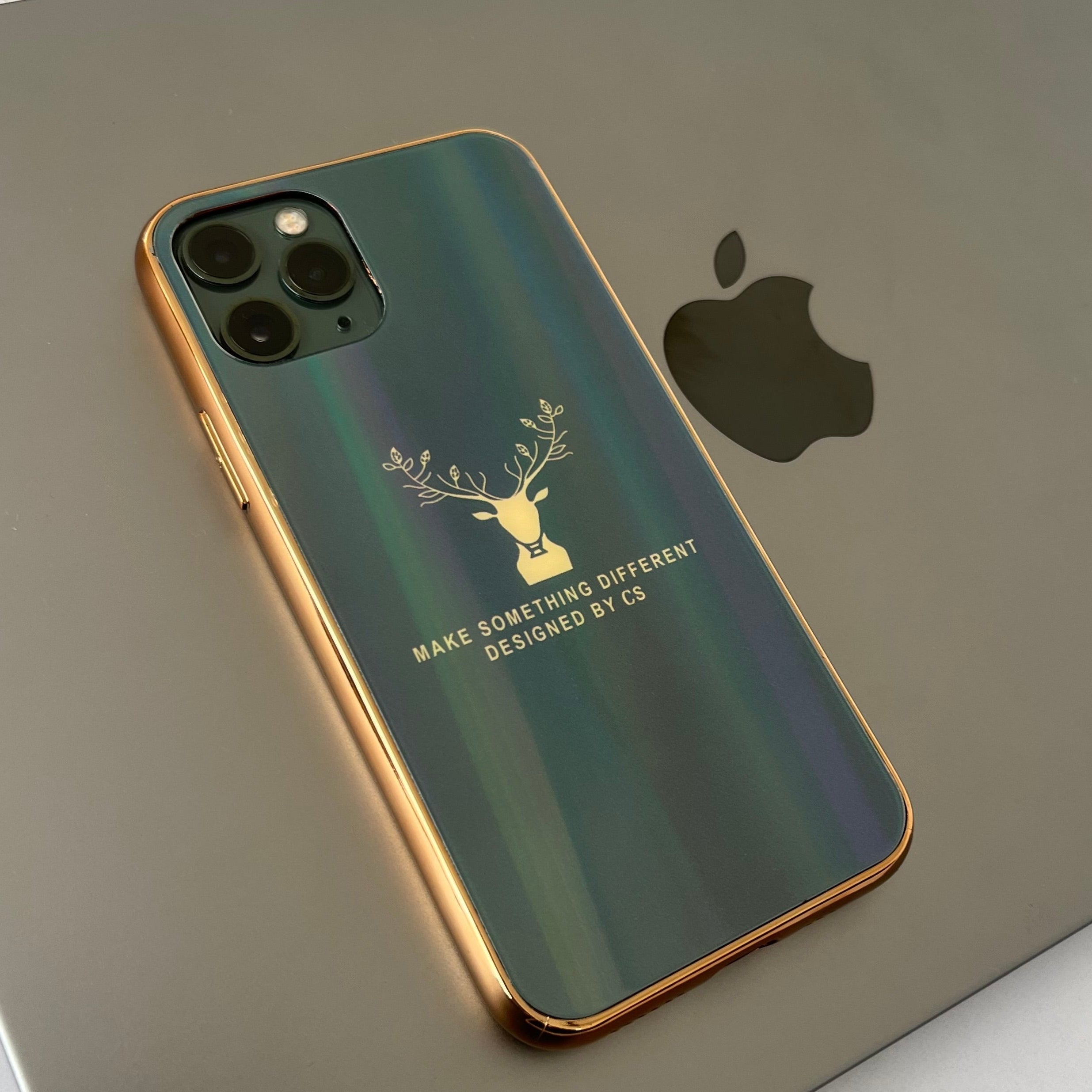 Gradient Deer Glass Back Case For iPhone 12