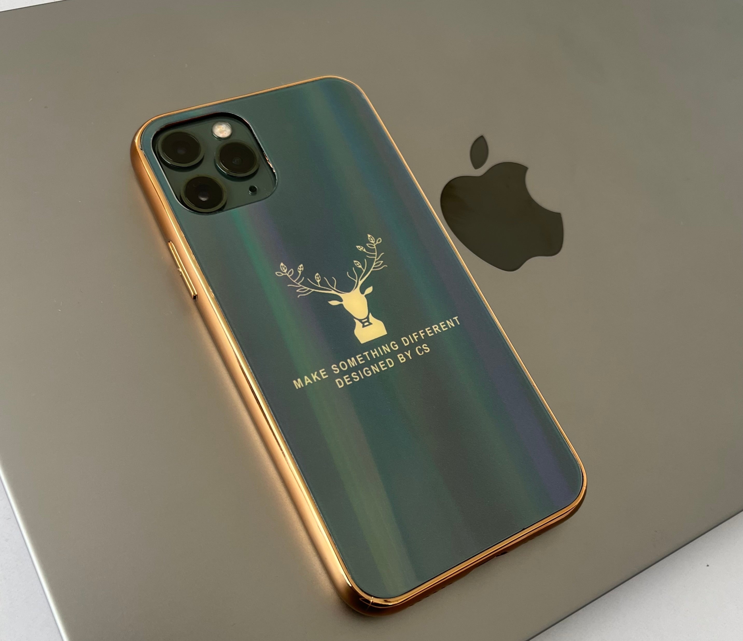 Gradient Deer Glass Back Case For iPhone 12