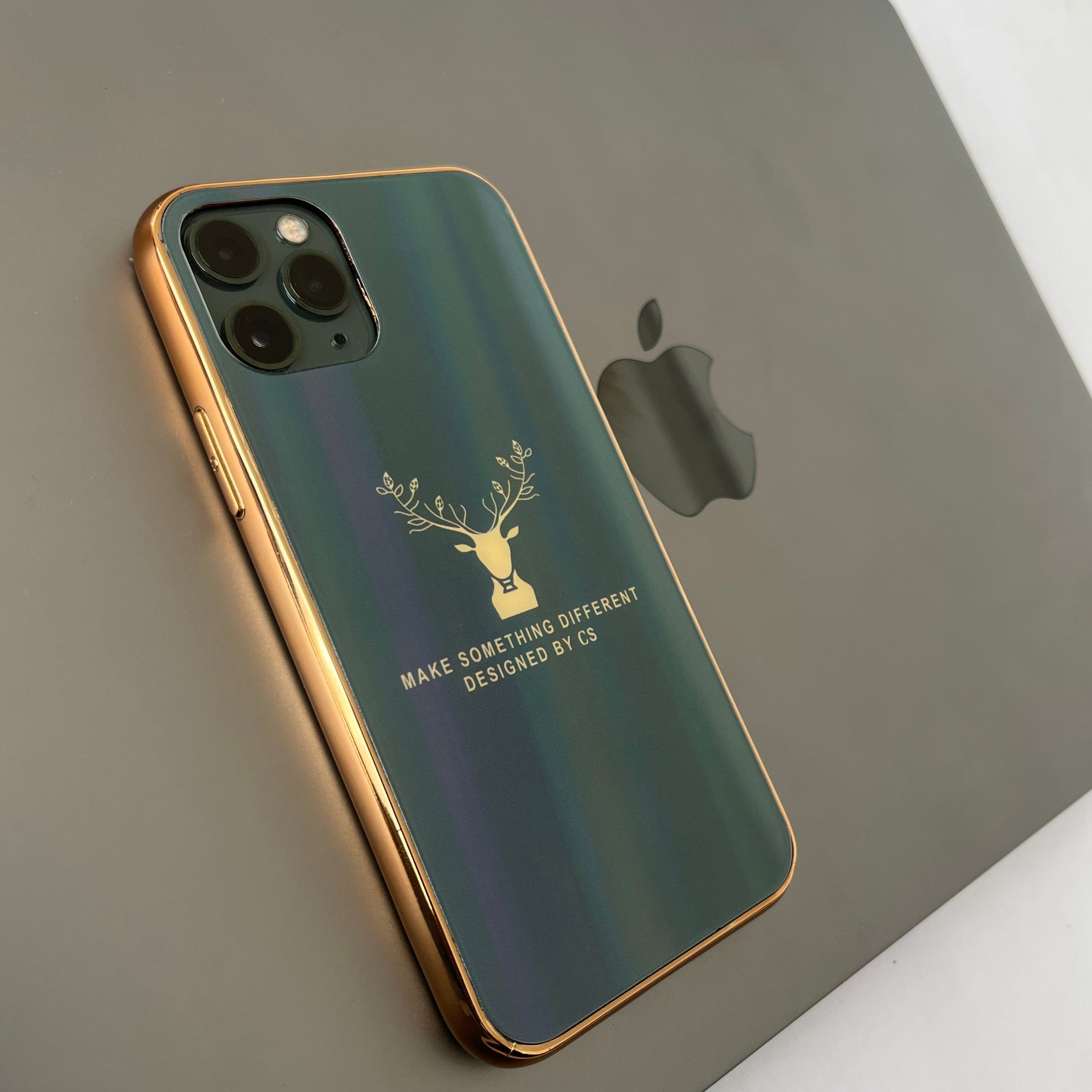 Gradient Deer Glass Back Case For iPhone 12