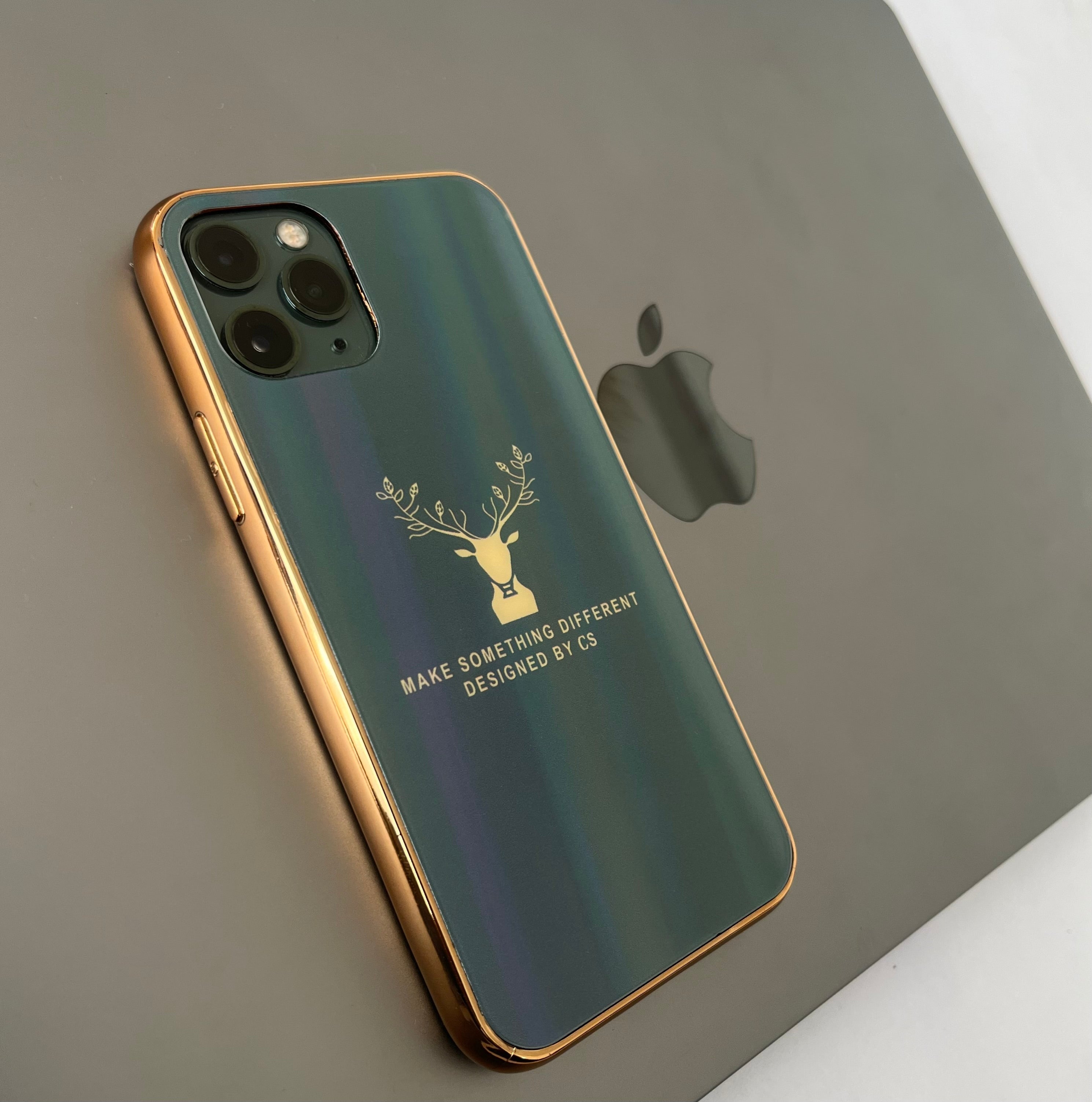 Gradient Deer Glass Back Case For iPhone 12