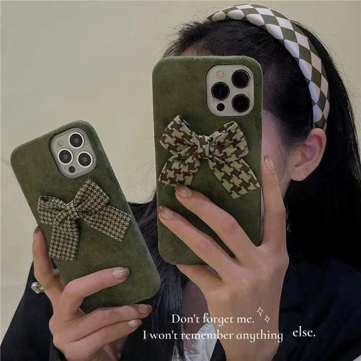 Premium Velvet Cloth with Bow Back Case for Apple iPhone 13 Pro Max