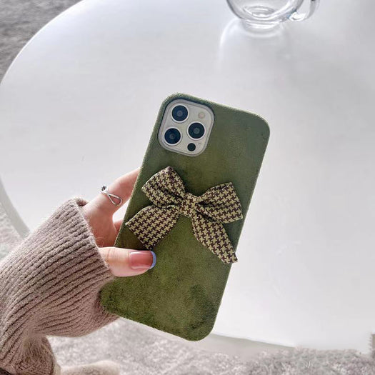 Premium Velvet Cloth with Bow Back Case for Apple iPhone 13 Pro Max