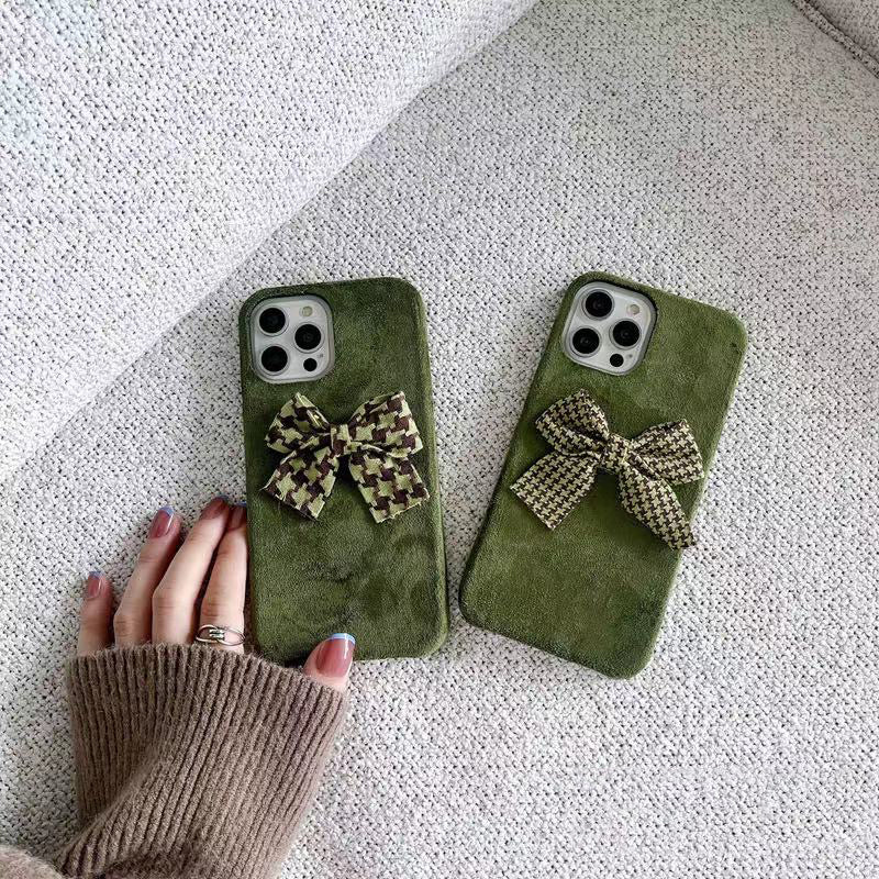 Premium Velvet Cloth with Bow Back Case for Apple iPhone 13 Pro Max