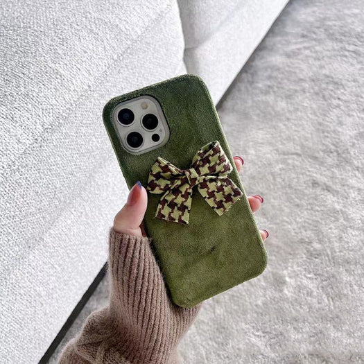 Premium Velvet Cloth with Bow Back Case for Apple iPhone 13 Pro Max