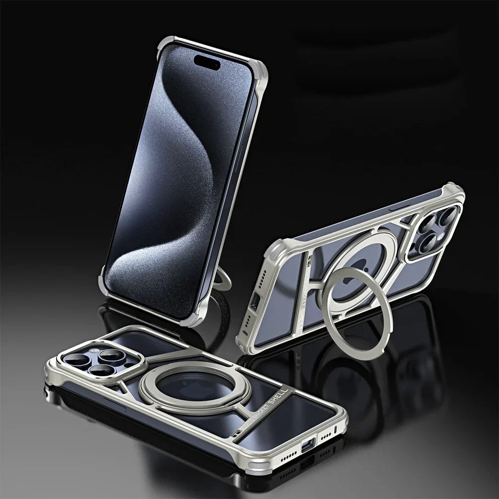 Metal Zig Pattern Stand Case For iPhone 16 Pro